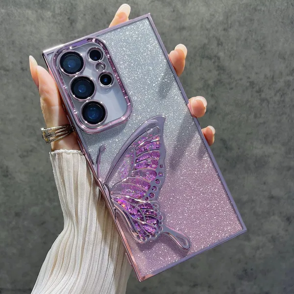 Luxury_Glitter_Cute_Butterfly,_Flexible_Case_Cover_for_Samsung_Galaxy_S24_Ultra_5G