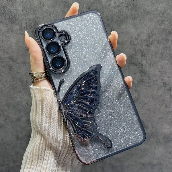 Luxury_Glitter_Cute_Butterfly,_Flexible_Case_Cover_for_Samsung_Galaxy_S24_5G_&_Samsung_Galaxy_S25_5G