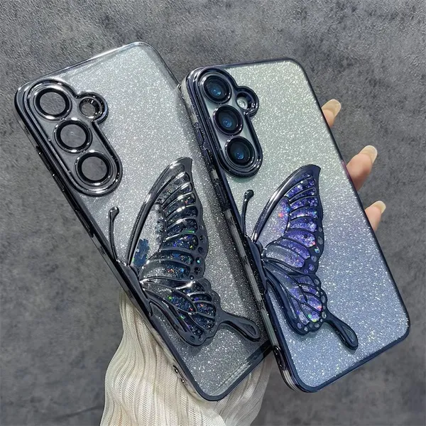 Luxury_Glitter_Cute_Butterfly,_Flexible_Case_Cover_for_Samsung_Galaxy_S24_5G_&_Samsung_Galaxy_S25_5G