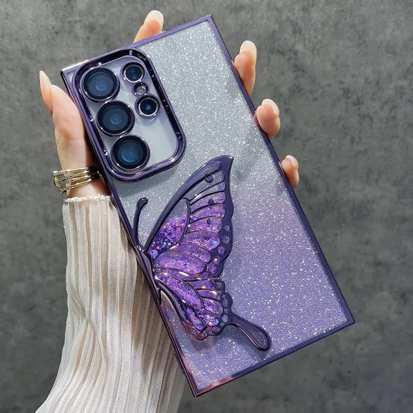 Luxury_Glitter_Cute_Butterfly,_Flexible_Case_Cover_for_Samsung_Galaxy_S25_Ultra_5G