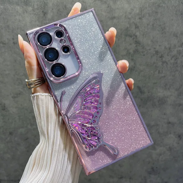 Luxury_Glitter_Cute_Butterfly,_Flexible_Case_Cover_for_Samsung_Galaxy_S25_Ultra_5G
