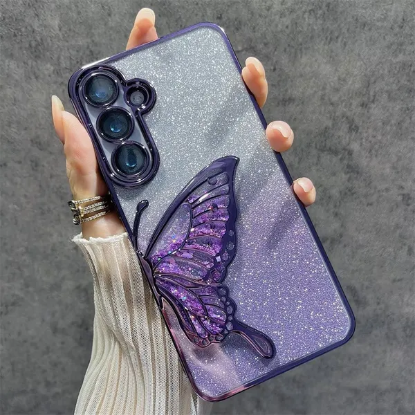 Luxury_Glitter_Cute_Butterfly,_Flexible_Case_Cover_for_Samsung_Galaxy_S25_5G_&_Samsung_Galaxy_S24_5G