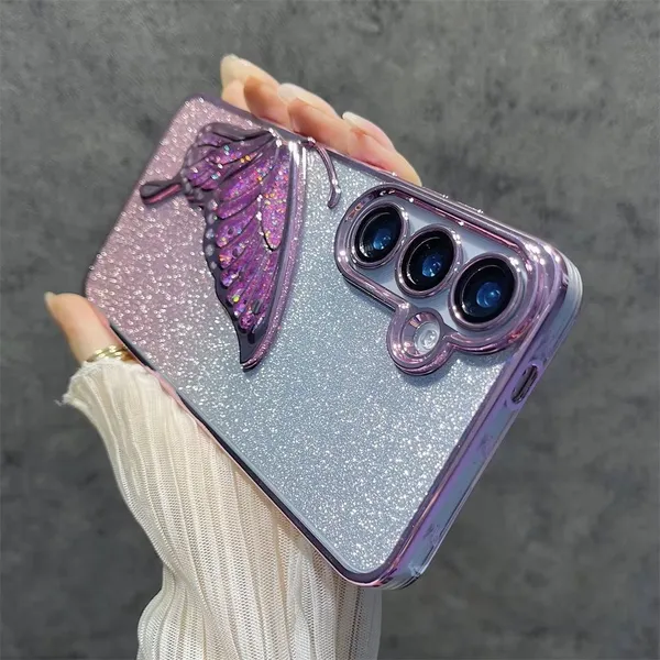 Luxury_Glitter_Cute_Butterfly,_Flexible_Case_Cover_for_Samsung_Galaxy_S25_5G_&_Samsung_Galaxy_S24_5G