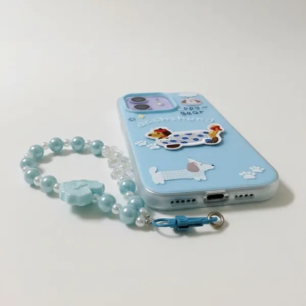 Cute_Dachshund_Puppy_With_Beaded_Wrist_Strap_Case_Cover_for_iPhone_11