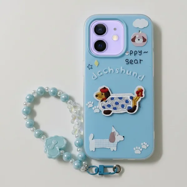 Cute_Dachshund_Puppy_With_Beaded_Wrist_Strap_Case_Cover_for_iPhone_11