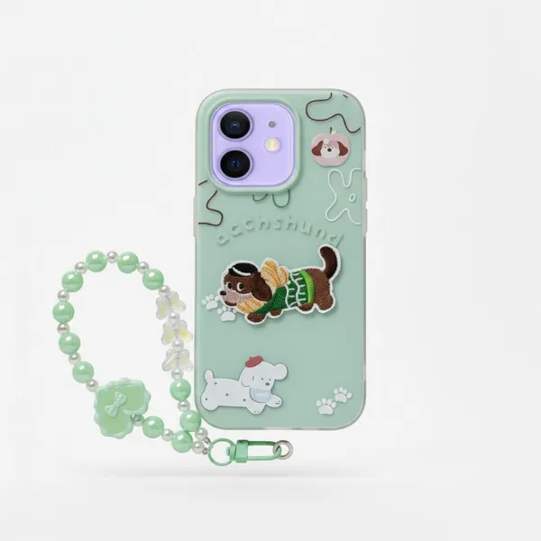 Cute_Dachshund_Puppy_With_Beaded_Wrist_Strap_Case_Cover_for_iPhone_11