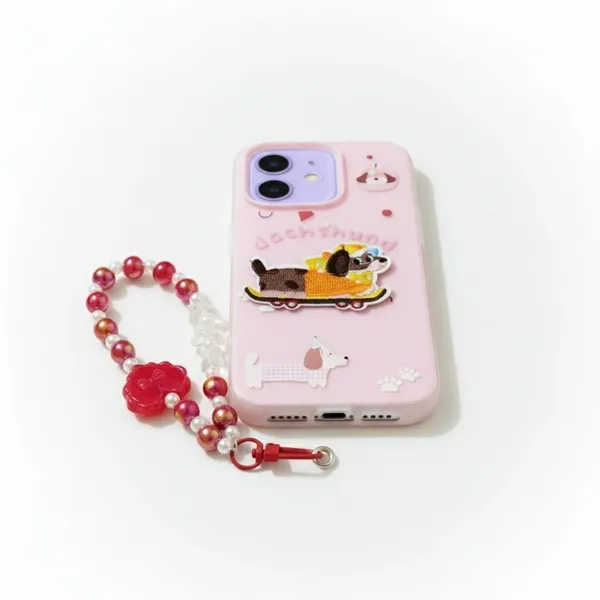 Cute_Dachshund_Puppy_With_Beaded_Wrist_Strap_Case_Cover_for_iPhone_11
