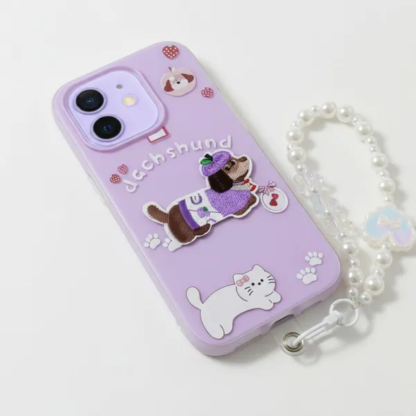 Cute_Dachshund_Puppy_With_Beaded_Wrist_Strap_Case_Cover_for_iPhone_11