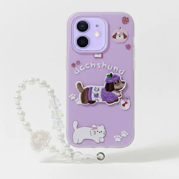 Cute_Dachshund_Puppy_With_Beaded_Wrist_Strap_Case_Cover_for_iPhone_11
