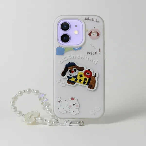 Cute_Dachshund_Puppy_With_Beaded_Wrist_Strap_Case_Cover_for_iPhone_11