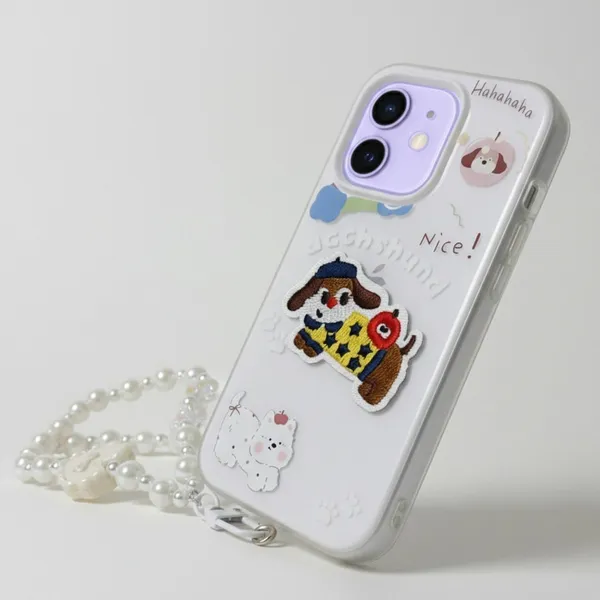 Cute_Dachshund_Puppy_With_Beaded_Wrist_Strap_Case_Cover_for_iPhone_11