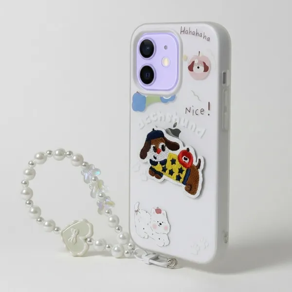 Cute_Dachshund_Puppy_With_Beaded_Wrist_Strap_Case_Cover_for_iPhone_11
