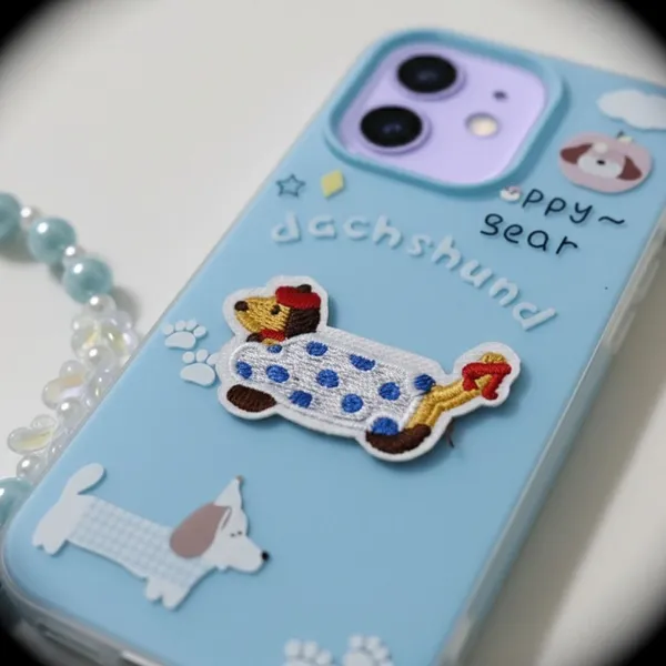 Cute_Dachshund_Puppy_With_Beaded_Wrist_Strap_Case_Cover_for_iPhone_12_&_iPhone_12_Pro