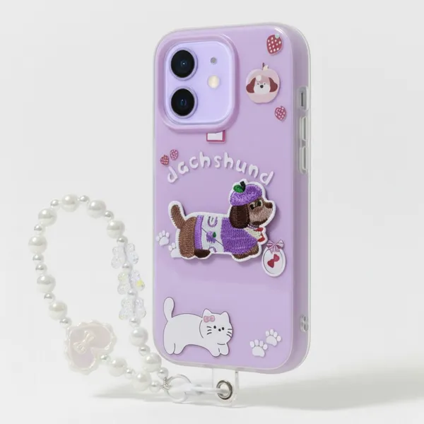 Cute_Dachshund_Puppy_With_Beaded_Wrist_Strap_Case_Cover_for_iPhone_12_&_iPhone_12_Pro