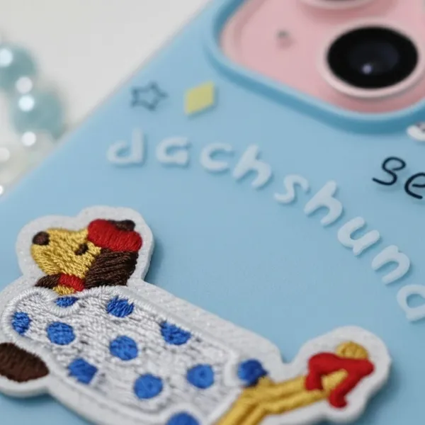 Cute_Dachshund_Puppy_With_Beaded_Wrist_Strap_Case_Cover_for_iPhone_13_And_iPhone_14