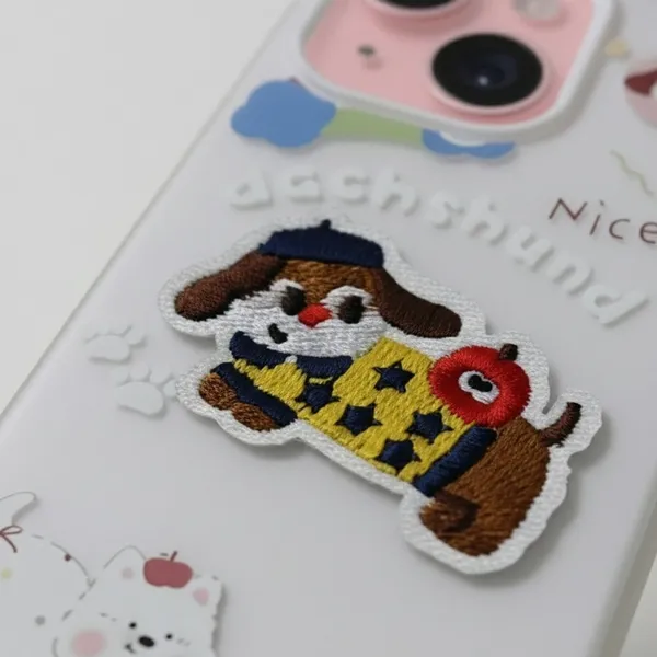 Cute_Dachshund_Puppy_With_Beaded_Wrist_Strap_Case_Cover_for_iPhone_13_And_iPhone_14