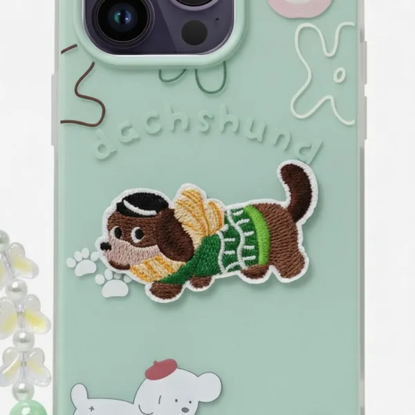 Cute_Dachshund_Puppy_With_Beaded_Wrist_Strap_Case_Cover_for_iPhone_14_Pro