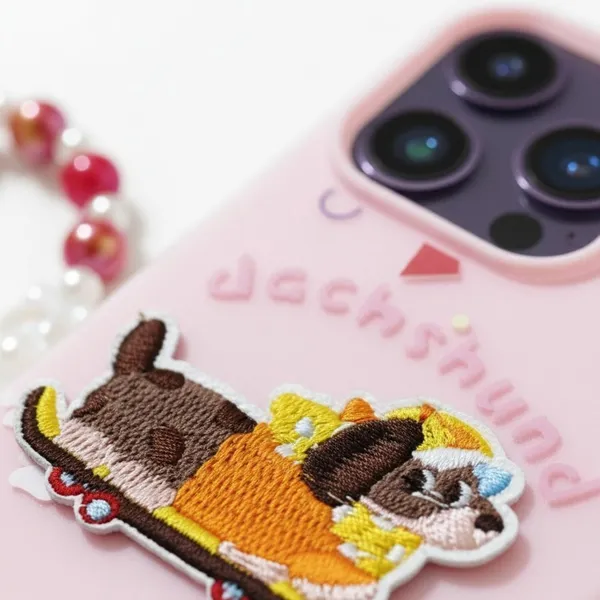 Cute_Dachshund_Puppy_With_Beaded_Wrist_Strap_Case_Cover_for_iPhone_14_Pro