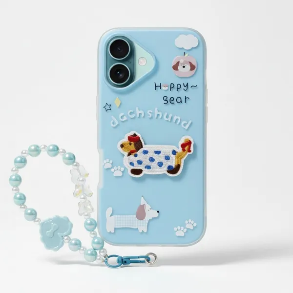 Cute_Dachshund_Puppy_With_Beaded_Wrist_Strap_Case_Cover_for_iPhone_16