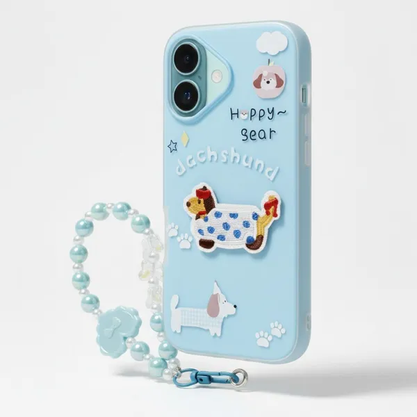 Cute_Dachshund_Puppy_With_Beaded_Wrist_Strap_Case_Cover_for_iPhone_16
