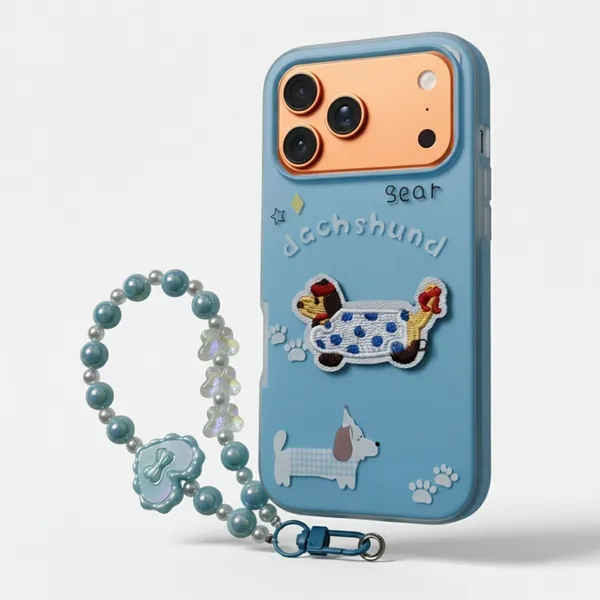 Cute_Dachshund_Puppy_With_Beaded_Wrist_Strap_Case_Cover_for_iPhone_17_Pro_Max