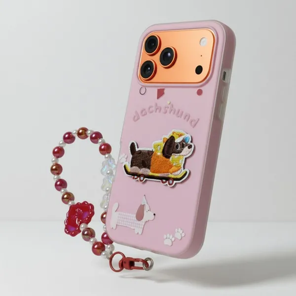 Cute_Dachshund_Puppy_With_Beaded_Wrist_Strap_Case_Cover_for_iPhone_17_Pro_Max