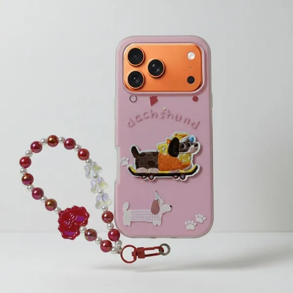 Cute_Dachshund_Puppy_With_Beaded_Wrist_Strap_Case_Cover_for_iPhone_17_Pro_Max