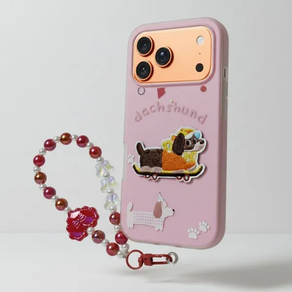 Cute_Dachshund_Puppy_With_Beaded_Wrist_Strap_Case_Cover_for_iPhone_17_Pro_Max