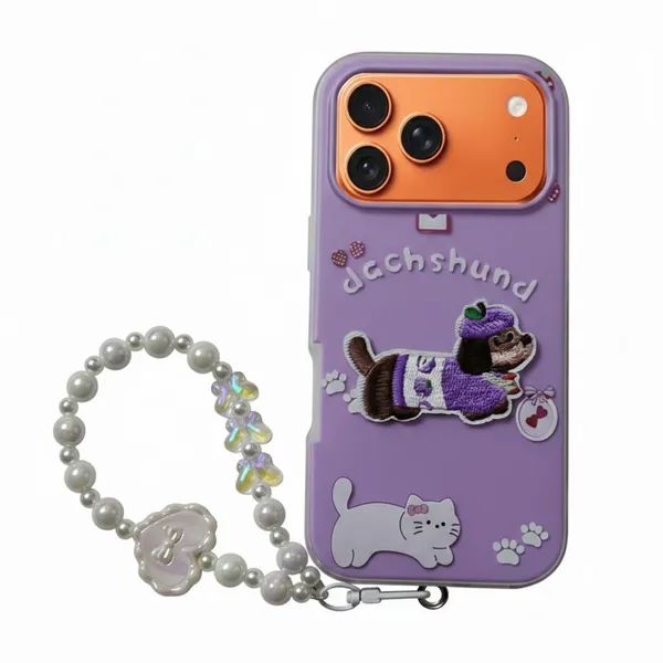 Cute_Dachshund_Puppy_With_Beaded_Wrist_Strap_Case_Cover_for_iPhone_17_Pro_Max