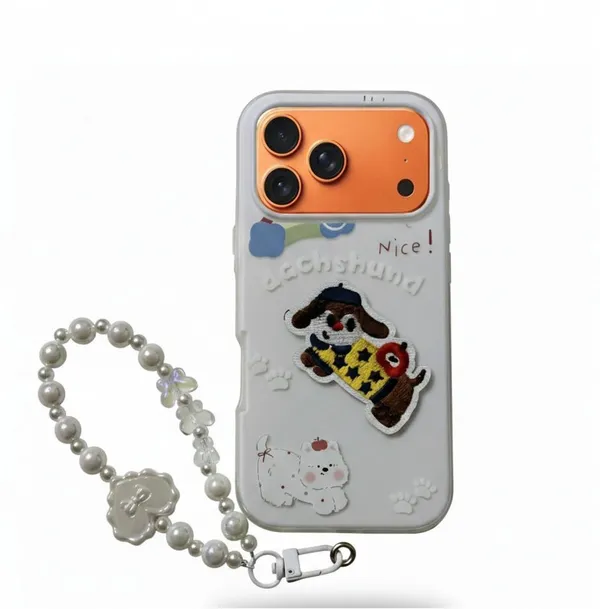 Cute_Dachshund_Puppy_With_Beaded_Wrist_Strap_Case_Cover_for_iPhone_17_Pro_Max