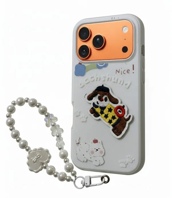 Cute_Dachshund_Puppy_With_Beaded_Wrist_Strap_Case_Cover_for_iPhone_17_Pro_Max