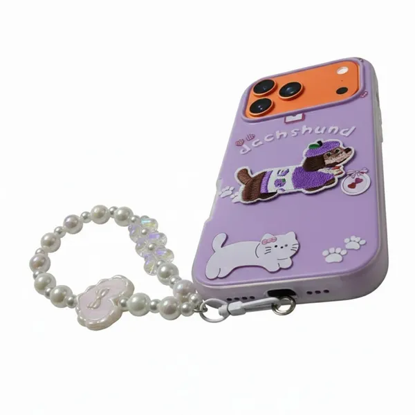 Cute_Dachshund_Puppy_With_Beaded_Wrist_Strap_Case_Cover_for_iPhone_17_Pro