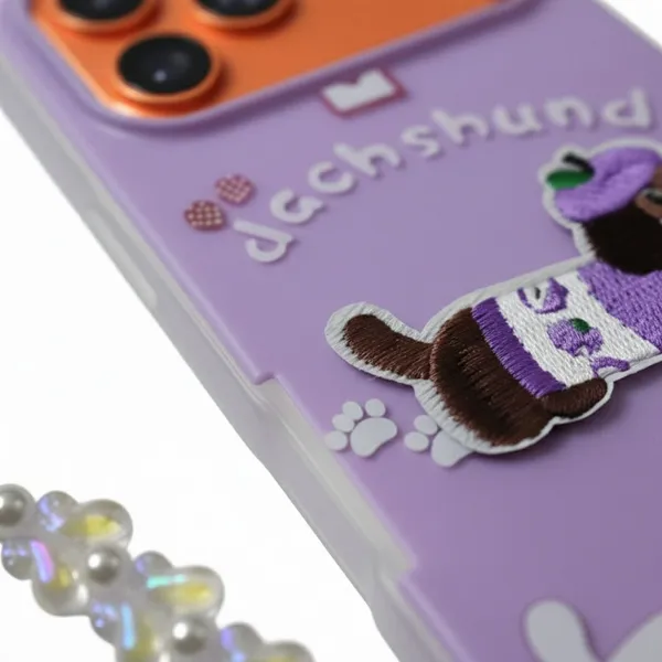 Cute_Dachshund_Puppy_With_Beaded_Wrist_Strap_Case_Cover_for_iPhone_17_Pro