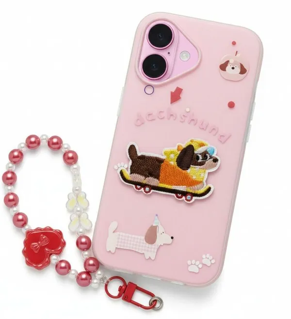 Cute_Dachshund_Puppy_With_Beaded_Wrist_Strap_Case_Cover_for_iPhone_17