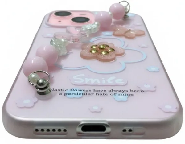 3D_Flower_Aesthetic_Butterfly_Charm_Strap_Case_Cover_for_iPhone_13_And_iPhone_14