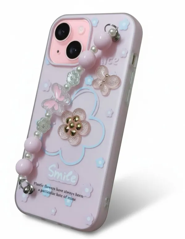 3D_Flower_Aesthetic_Butterfly_Charm_Strap_Case_Cover_for_iPhone_13_And_iPhone_14