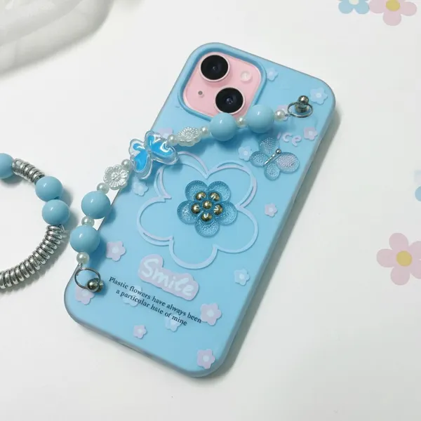 3D_Flower_Aesthetic_Butterfly_Charm_Strap_Case_Cover_for_iPhone_14_Plus_And_iPhone_15_Plus