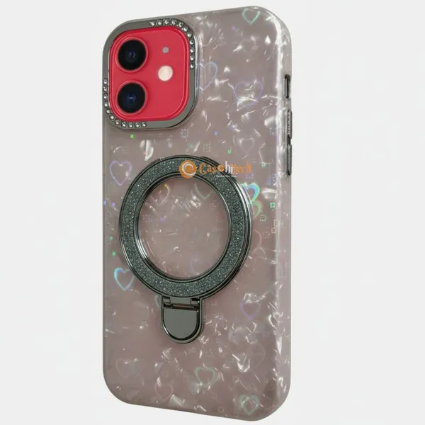 Pearl_Holographic_Heart,_Glitter_Ring_Stand_Magsafe_Case_Cover_for_iPhone_11