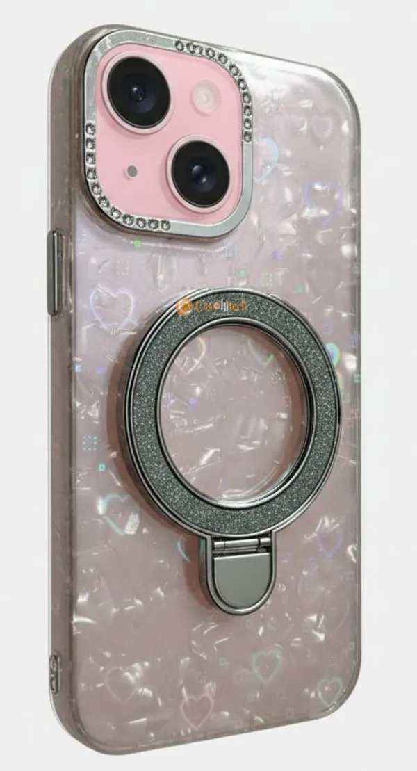 Pearl_Holographic_Heart,_Glitter_Ring_Stand_Magsafe_Case_Cover_for_iPhone_13_&_iPhone_14