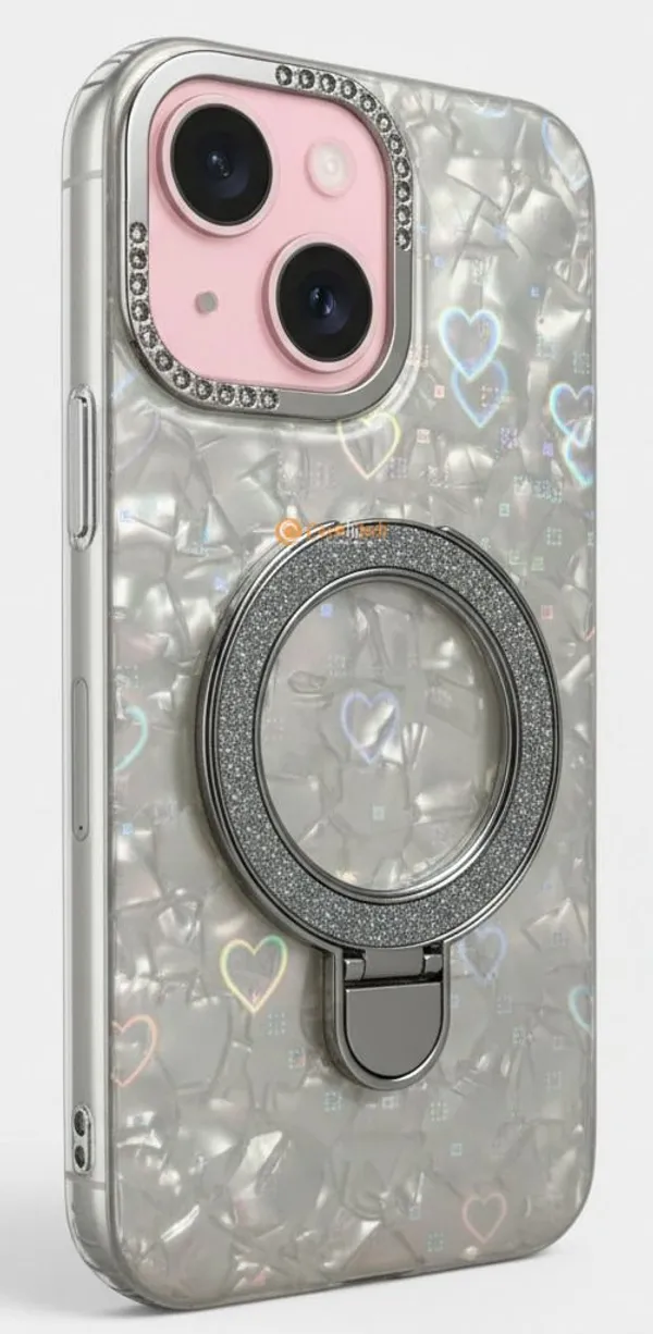 Pearl_Holographic_Heart,_Glitter_Ring_Stand_Magsafe_Case_Cover_for_iPhone_14_Plus