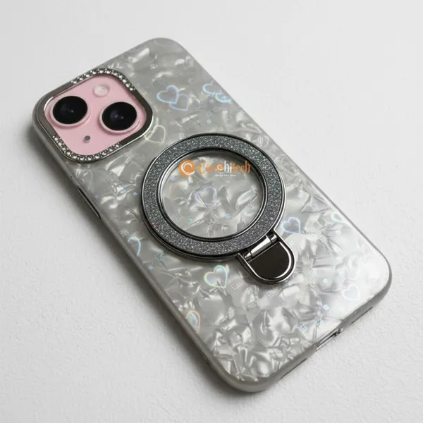 Pearl_Holographic_Heart,_Glitter_Ring_Stand_Magsafe_Case_Cover_for_iPhone_14_Plus