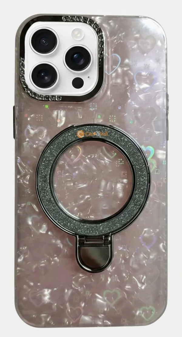 Pearl_Holographic_Heart,_Glitter_Ring_Stand_Magsafe_Case_Cover_for_iPhone_15_Pro_Max