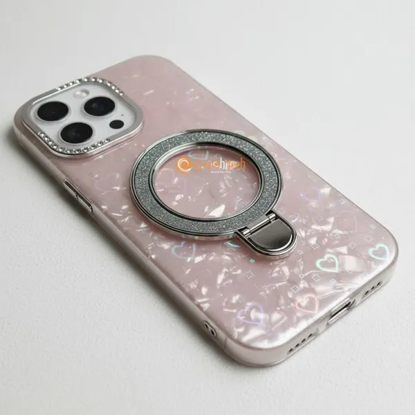 Pearl_Holographic_Heart,_Glitter_Ring_Stand_Magsafe_Case_Cover_for_iPhone_15_Pro_Max