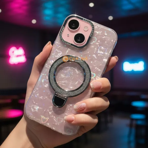 Pearl_Holographic_Heart,_Glitter_Ring_Stand_Magsafe_Case_Cover_for_iPhone_15