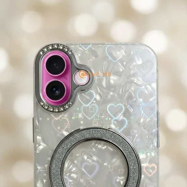 Pearl_Holographic_Heart,_Glitter_Ring_Stand_Magsafe_Case_Cover_for_iPhone_16