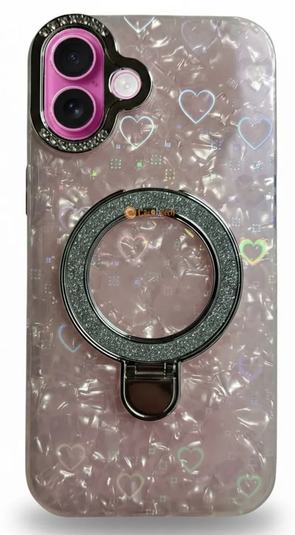 Pearl_Holographic_Heart,_Glitter_Ring_Stand_Magsafe_Case_Cover_for_iPhone_16_Plus