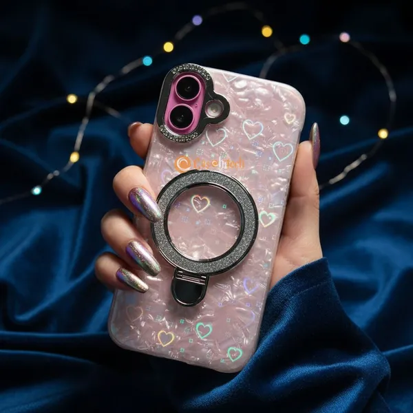 Pearl_Holographic_Heart,_Glitter_Ring_Stand_Magsafe_Case_Cover_for_iPhone_16_Plus
