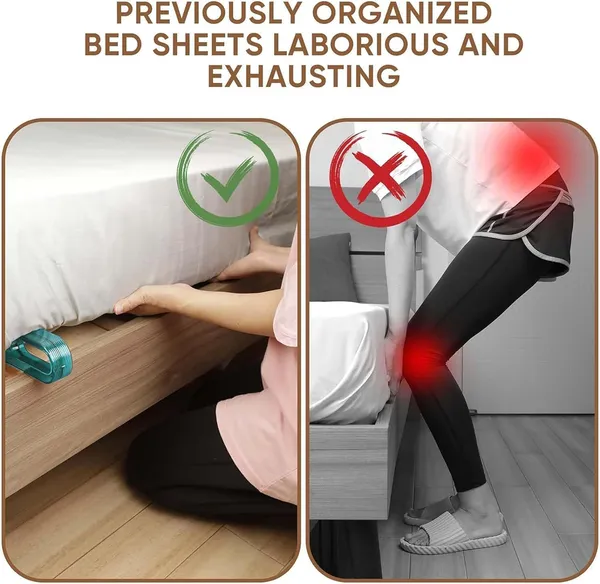 2_Pcs_Mattress_Lifter_Stand_&_New_Bed_Sheet_Tucker_Tool_Durable_and_Efficient/Ergonomic_Handle/Relieves_Back_Pain/Easy_Bed_Making_Tool_Can_Tuck_Sheets/Holds_Mattress_Wedge_Elevator