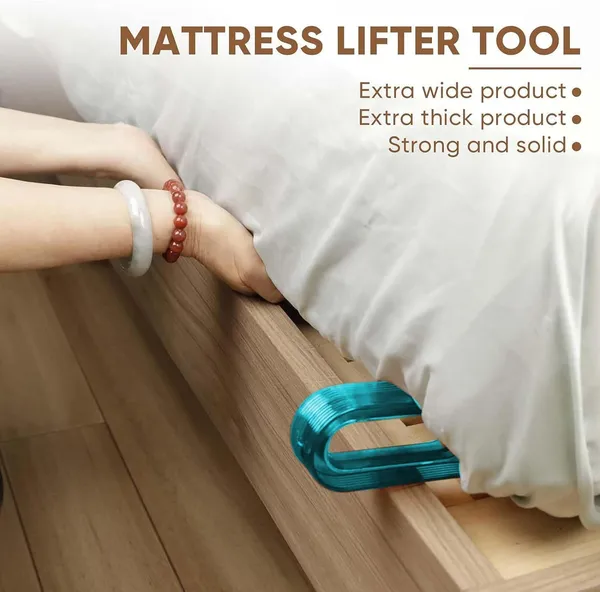 2_Pcs_Mattress_Lifter_Stand_&_New_Bed_Sheet_Tucker_Tool_Durable_and_Efficient/Ergonomic_Handle/Relieves_Back_Pain/Easy_Bed_Making_Tool_Can_Tuck_Sheets/Holds_Mattress_Wedge_Elevator