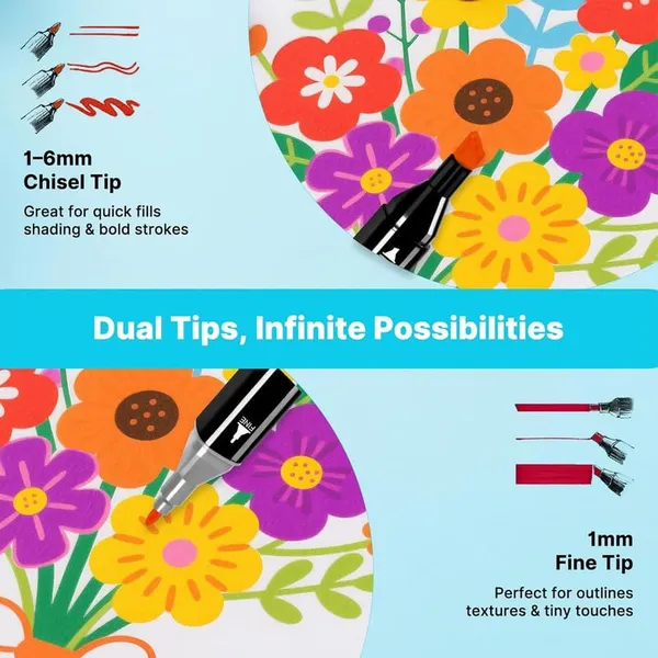 48_Pcs_Dual_Tip_Alcohol_Marker'S_Set,_Non-Toxic_Art_Supplie'S_For_Kid'S_And_Adult'S,_Book'S_Pen_With_Carry_Case_Set_Colour_Broad_Drawing_Sketching_(48)